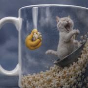 Laughing Cat: Popcorn Wave — Ceramic Mug — print detail