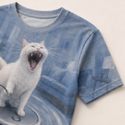 Laughing Cat: Vacuum Rodeo — AOP T-Shirt — print detail