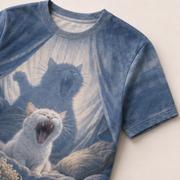 Laughing Cat: Blanket Fort Premiere — AOP T-Shirt — print detail