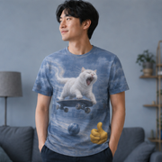Laughing Cat: Almost an Ollie — AOP T-Shirt — adult lifestyle view