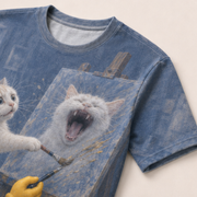 Laughing Cat: Portrait Betrayal — AOP T-Shirt — print detail