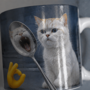 Laughing Cat: Spoon Reflection — Ceramic Mug — print detail