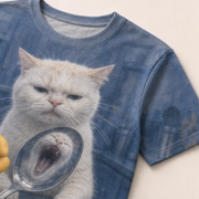 Laughing Cat: Spoon Reflection — AOP T-Shirt — print detail