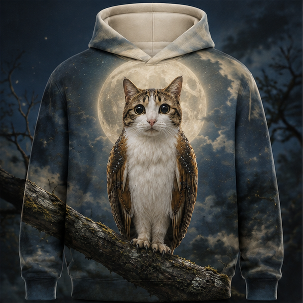 Moon Halo Watch After Hours — Meowl AOP Hoodie — front view