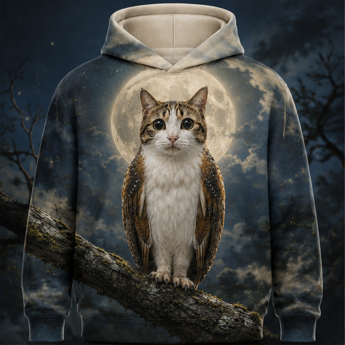 Moon Halo Watch After Hours — Meowl AOP Hoodie — front view