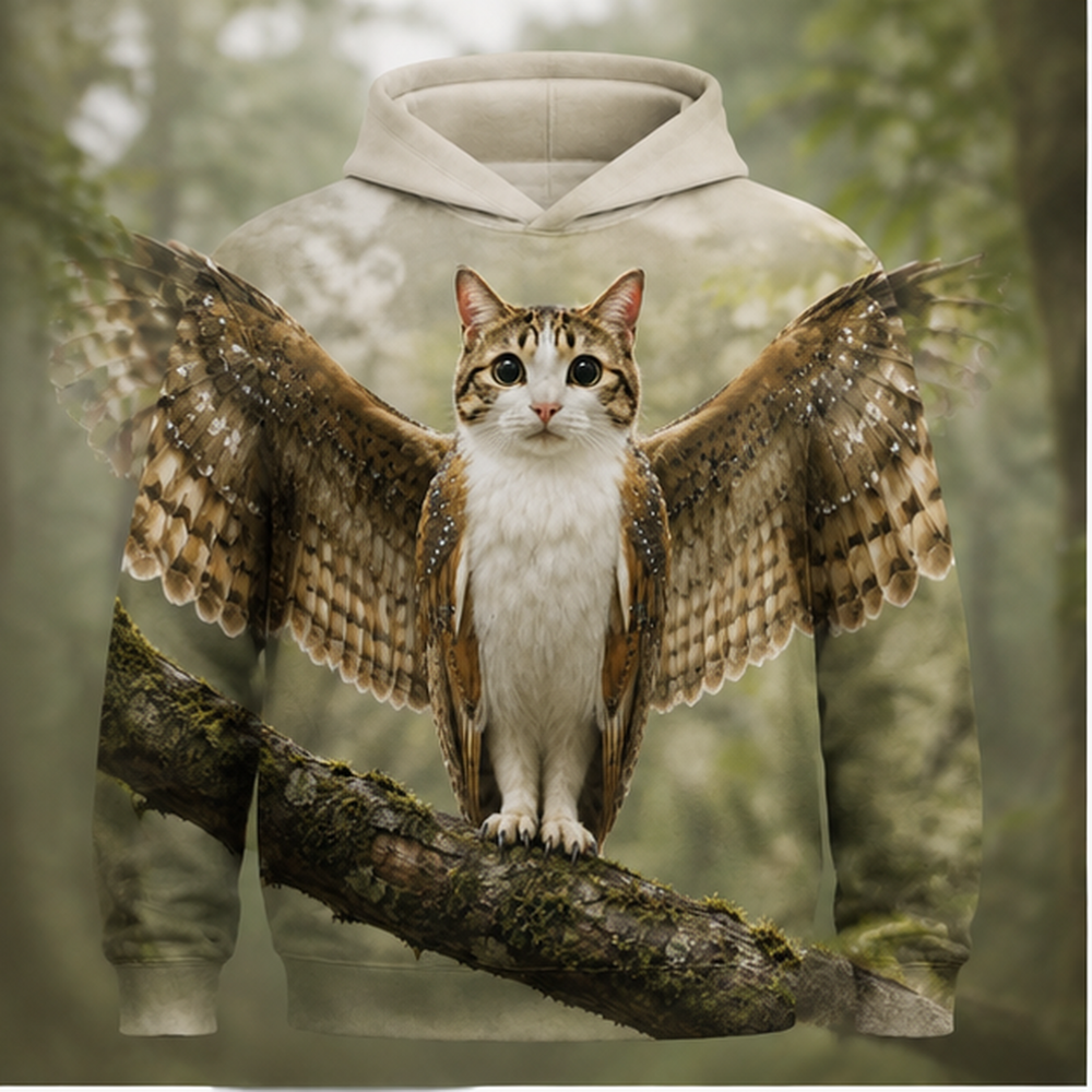Silent Wingspan After Hours — Meowl AOP Hoodie — front view