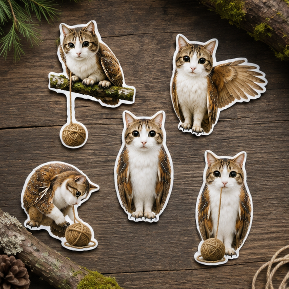 Yarn Versus Night Duty — Meowl Sticker Pack — front view