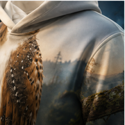 Dawn-to-Moon Shift After Hours — Meowl AOP Hoodie — print detail