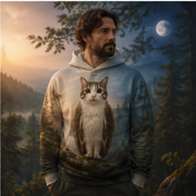 Dawn-to-Moon Shift After Hours — Meowl AOP Hoodie — lifestyle view