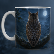 Dawn-to-Moon Shift — Meowl Ceramic Mug — true back or opposite-side view