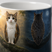 Dawn-to-Moon Shift — Meowl Ceramic Mug — print detail
