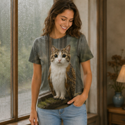 Rain Window Watch — Meowl AOP T-Shirt — lifestyle view