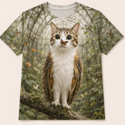 Butterfly Greenhouse — Meowl AOP T-Shirt — front view