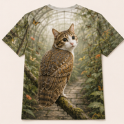 Butterfly Greenhouse — Meowl AOP T-Shirt — true back or opposite-side view