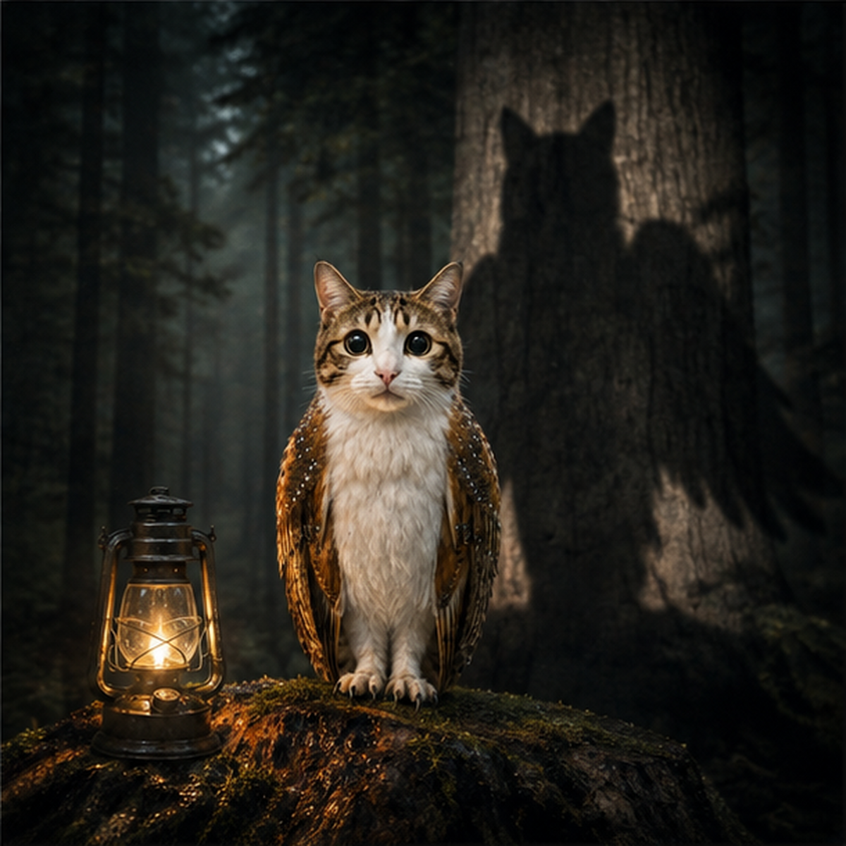 Camp Lantern Shadow — Meowl Art Print — front view