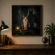 Camp Lantern Shadow — Meowl Art Print — lifestyle view