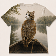 Quiet Lake Captain — Meowl AOP T-Shirt — true back or opposite-side view