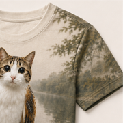 Quiet Lake Captain — Meowl AOP T-Shirt — print detail