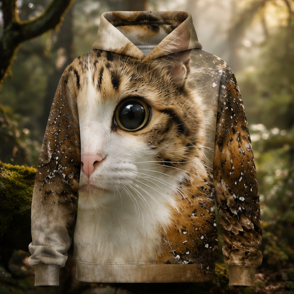 Feather Microscope After Hours — Meowl AOP Hoodie — front view