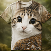Feather Microscope — Meowl AOP T-Shirt — front view