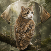 Feather Microscope — Meowl AOP T-Shirt — true back or opposite-side view