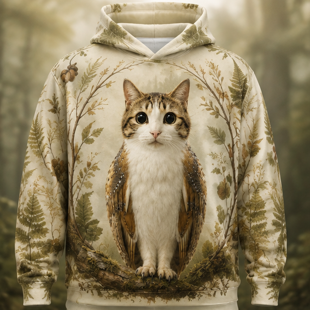 Botanical Specimen Frame After Hours — Meowl AOP Hoodie — front view