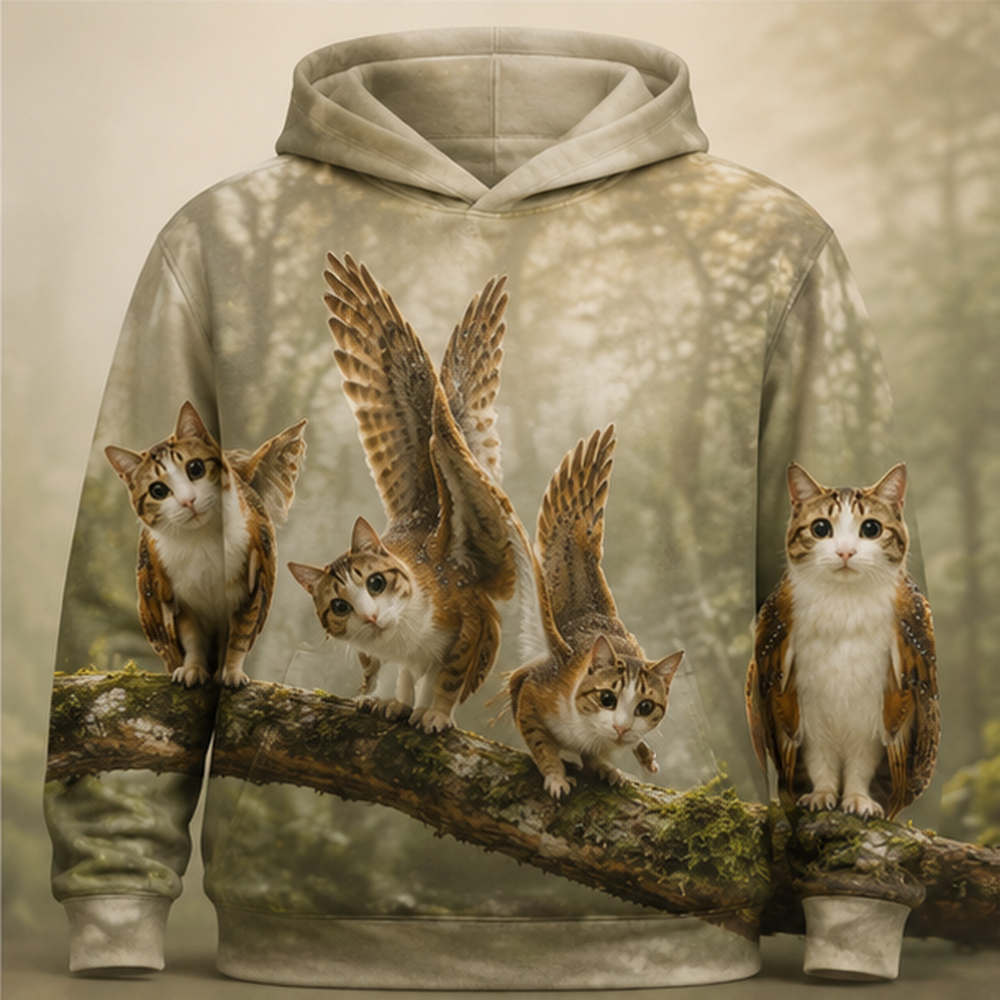Branch Motion Study After Hours — Meowl AOP Hoodie — front view
