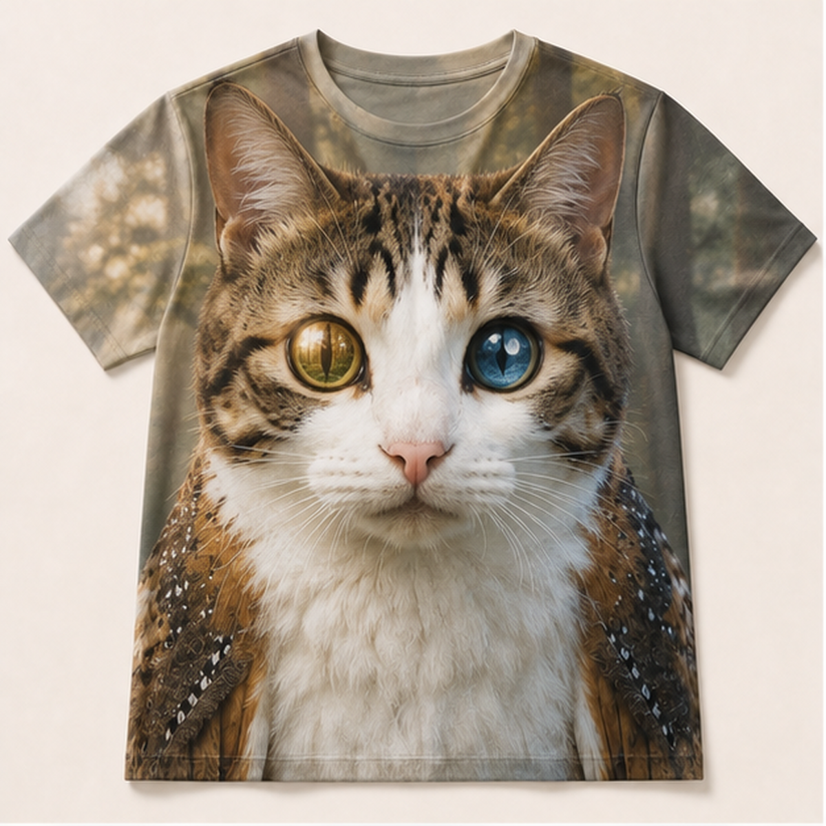 Forests in the Eyes: Dual Reflection Close-Up — Meowl AOP T-Shirt — front view