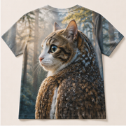 Forests in the Eyes: Dual Reflection Close-Up — Meowl AOP T-Shirt — true back or opposite-side view