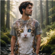 Forests in the Eyes: Dual Reflection Close-Up — Meowl AOP T-Shirt — lifestyle view