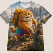 Rainbow Shorts Adventure Cat — Mountain Aid Pack All-Over T-Shirt — front view
