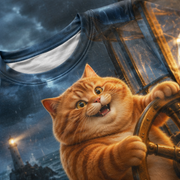 Rainbow Shorts Adventure Cat — Lighthouse Wheel All-Over T-Shirt — print detail