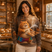 Rainbow Shorts Adventure Cat — Bakery Flour Cloud Story-Back All-Over Hoodie — lifestyle view