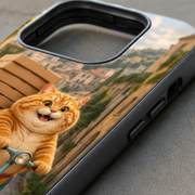 Rainbow Shorts Adventure Cat — Pizza Hill Delivery Vertical Tough Phone Case — print detail