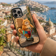 Rainbow Shorts Adventure Cat — Pizza Hill Delivery Vertical Tough Phone Case — lifestyle view