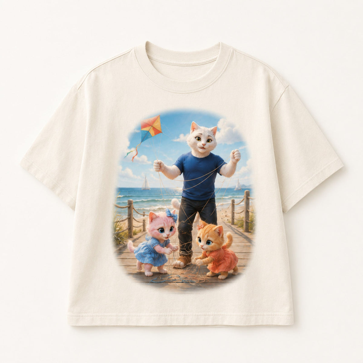 Kite String Tangle Vintage T-Shirt single front view — The Fluffy Fam