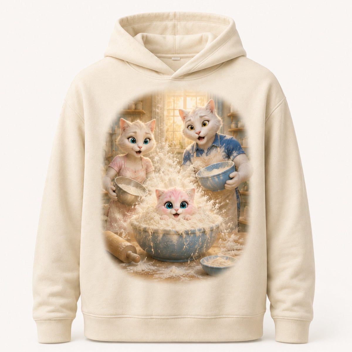 Flour Cloud Pullover Hoodie single front view — The Fluffy Fam