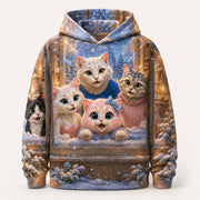 First Snow Window Pullover Hoodie single front view — The Fluffy Fam