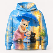 Blue Umbrella Promise Pullover Hoodie single front view — The Fluffy Fam