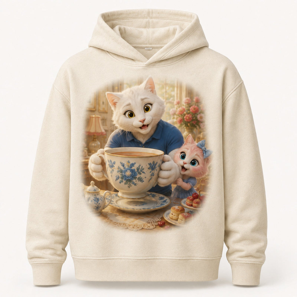 Dad's Tea Surprise Pullover Hoodie single front view — The Fluffy Fam