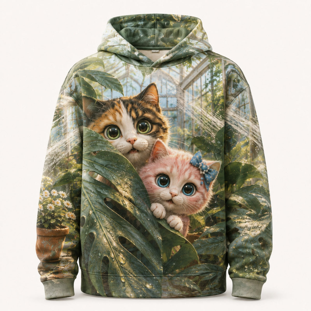 Greenhouse Sneak Pullover Hoodie single front view — The Fluffy Fam