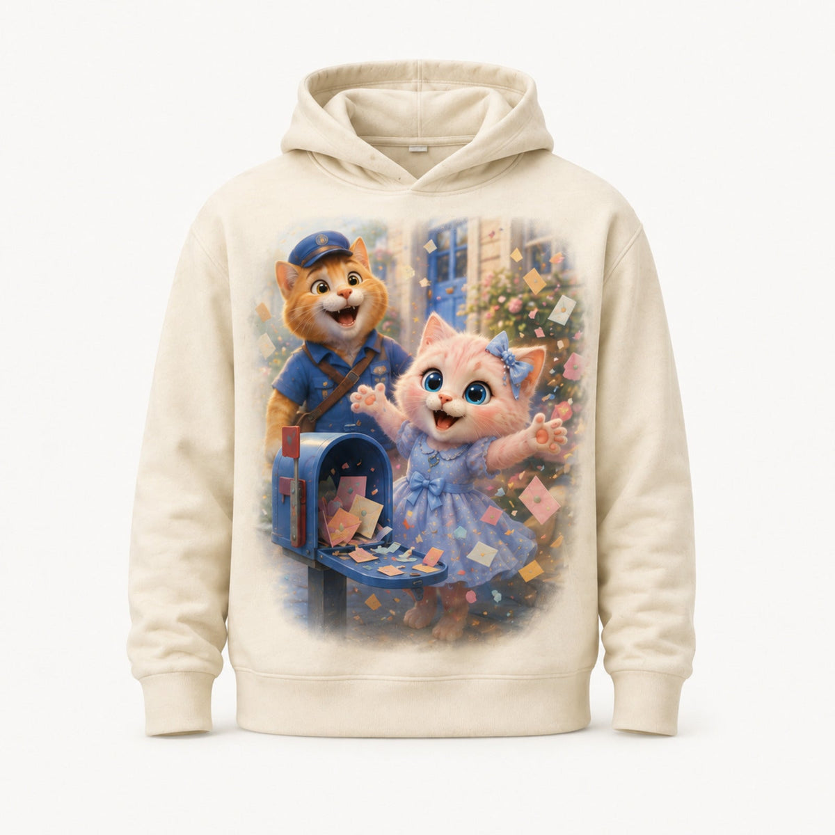 Mailbox Confetti Pullover Hoodie single front view — The Fluffy Fam