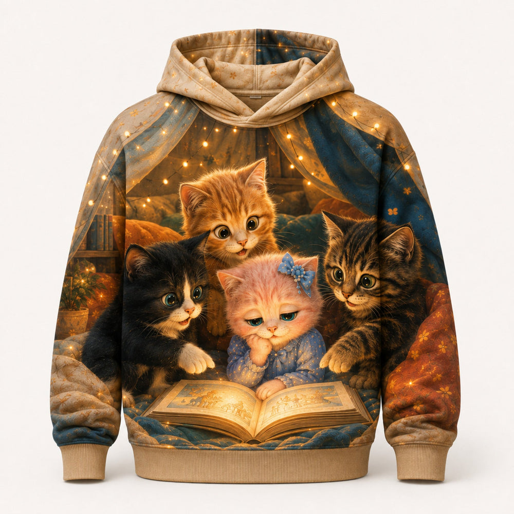 Storybook Sleepover Pullover Hoodie single front view — The Fluffy Fam