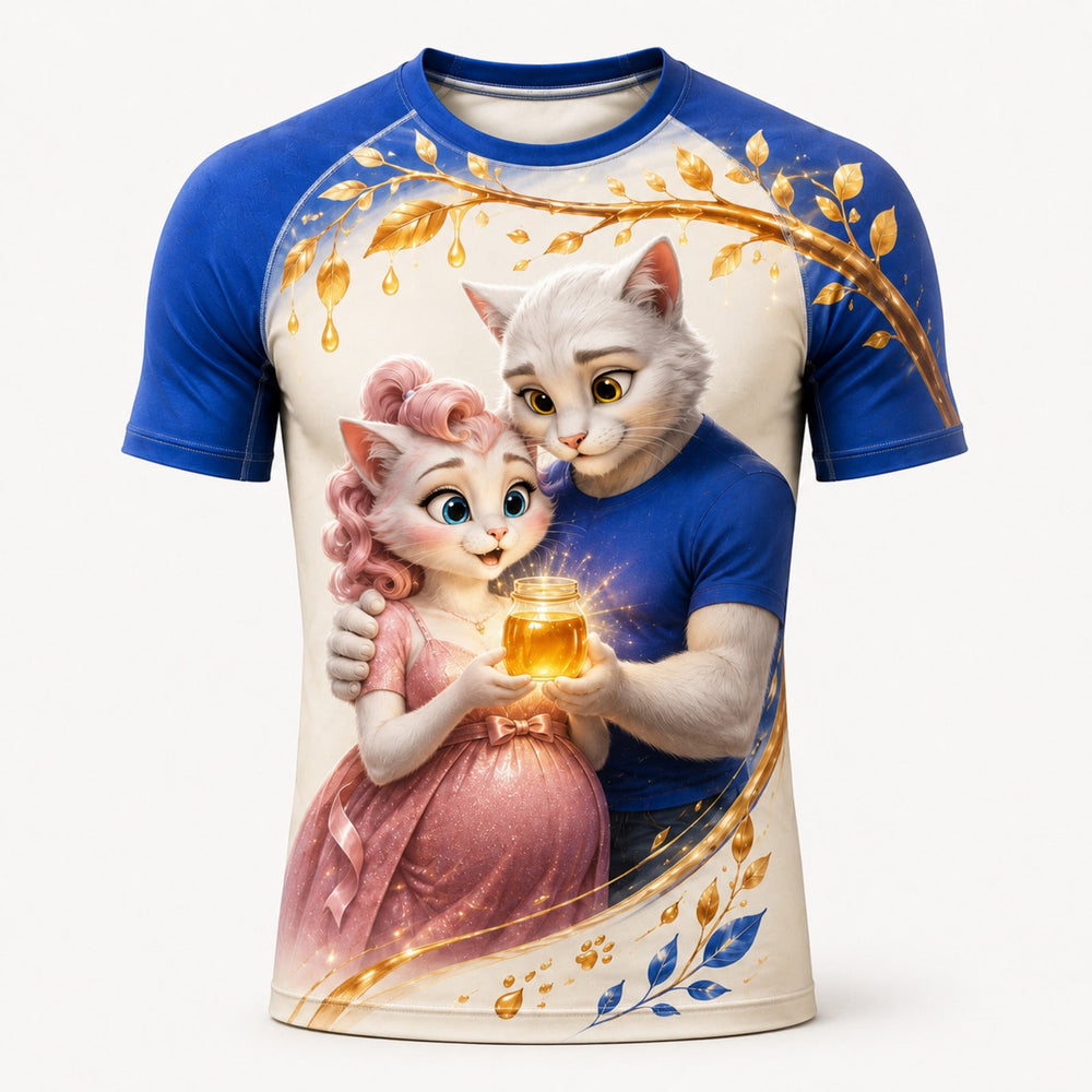 Golden Honey Miracle Short-Sleeve Compression Shirt single front view — The Fluffy Fam