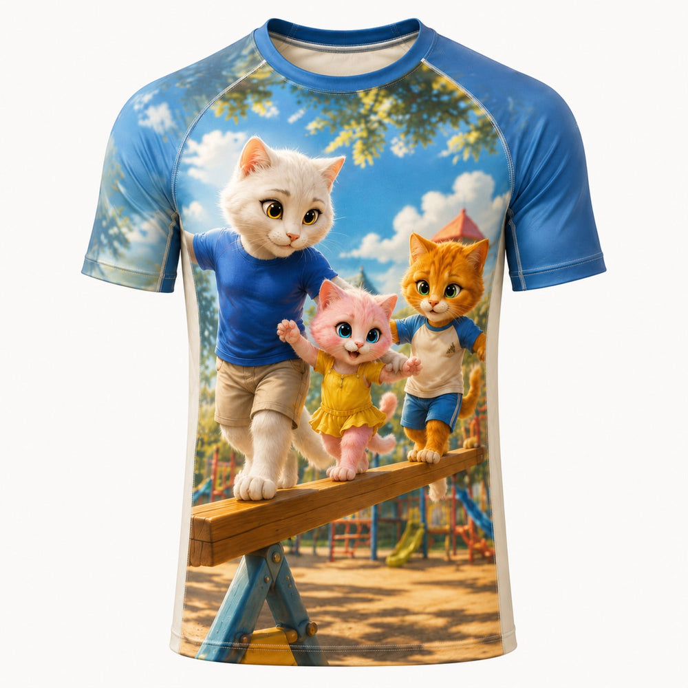 Playground Balance Crew Short-Sleeve Compression Shirt single front view — The Fluffy Fam