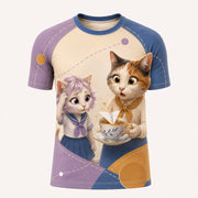 Paper Plane Tea Splash Short-Sleeve Compression Shirt single front view — The Fluffy Fam
