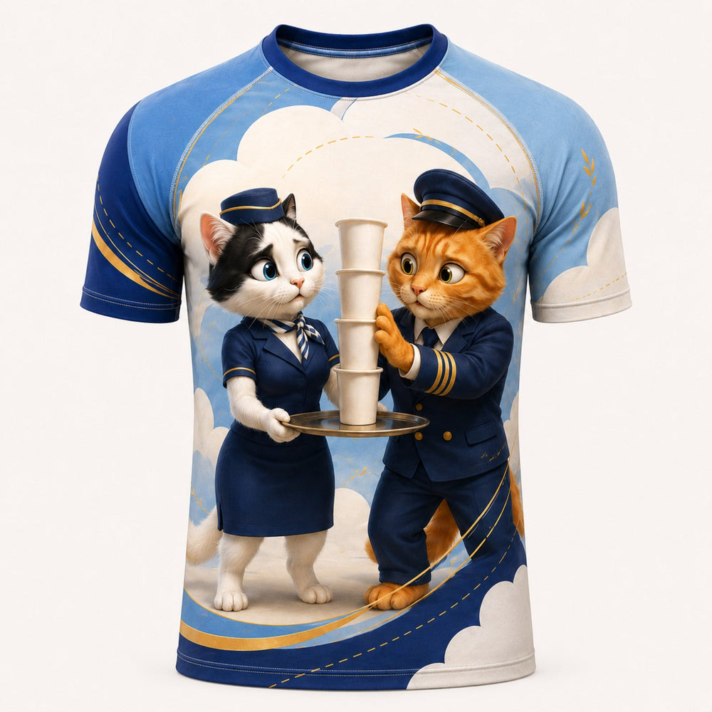 Cup Tower Balance Short-Sleeve Compression Shirt single front view — The Fluffy Fam