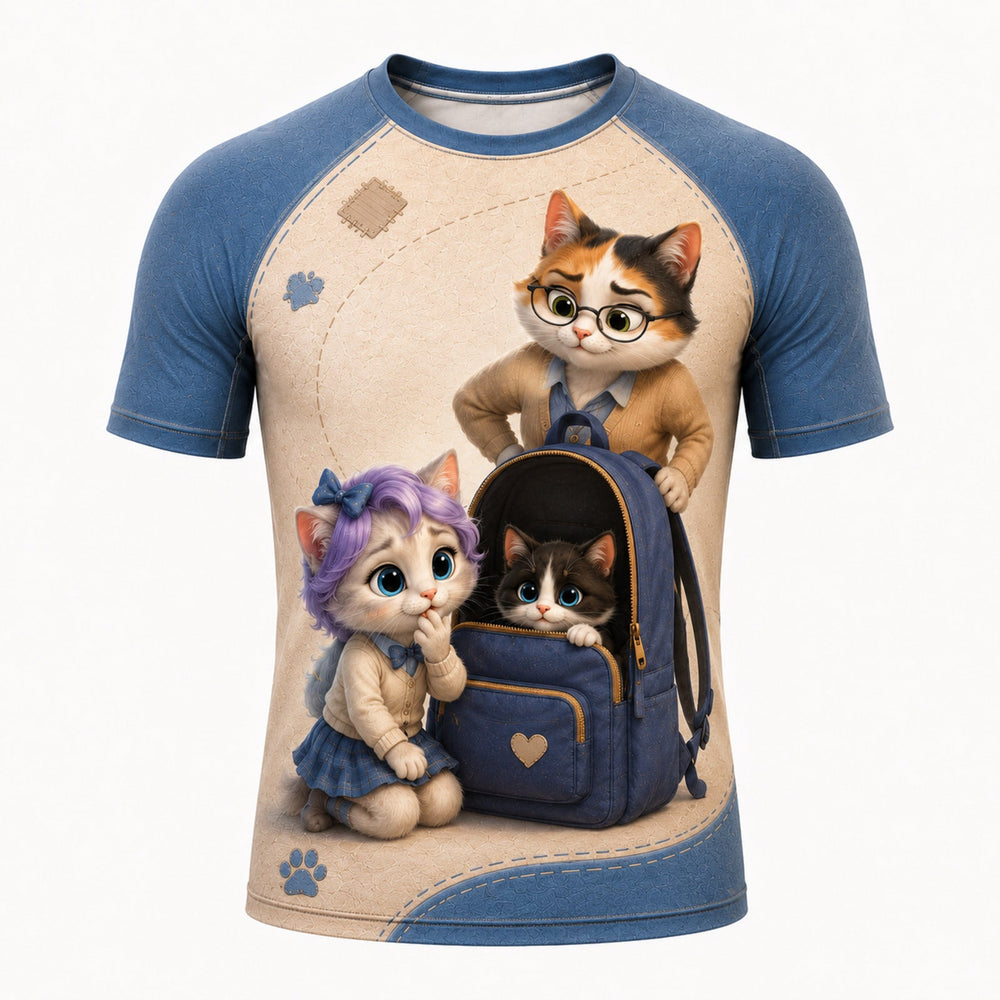Secret Backpack Passenger Short-Sleeve Compression Shirt single front view — The Fluffy Fam