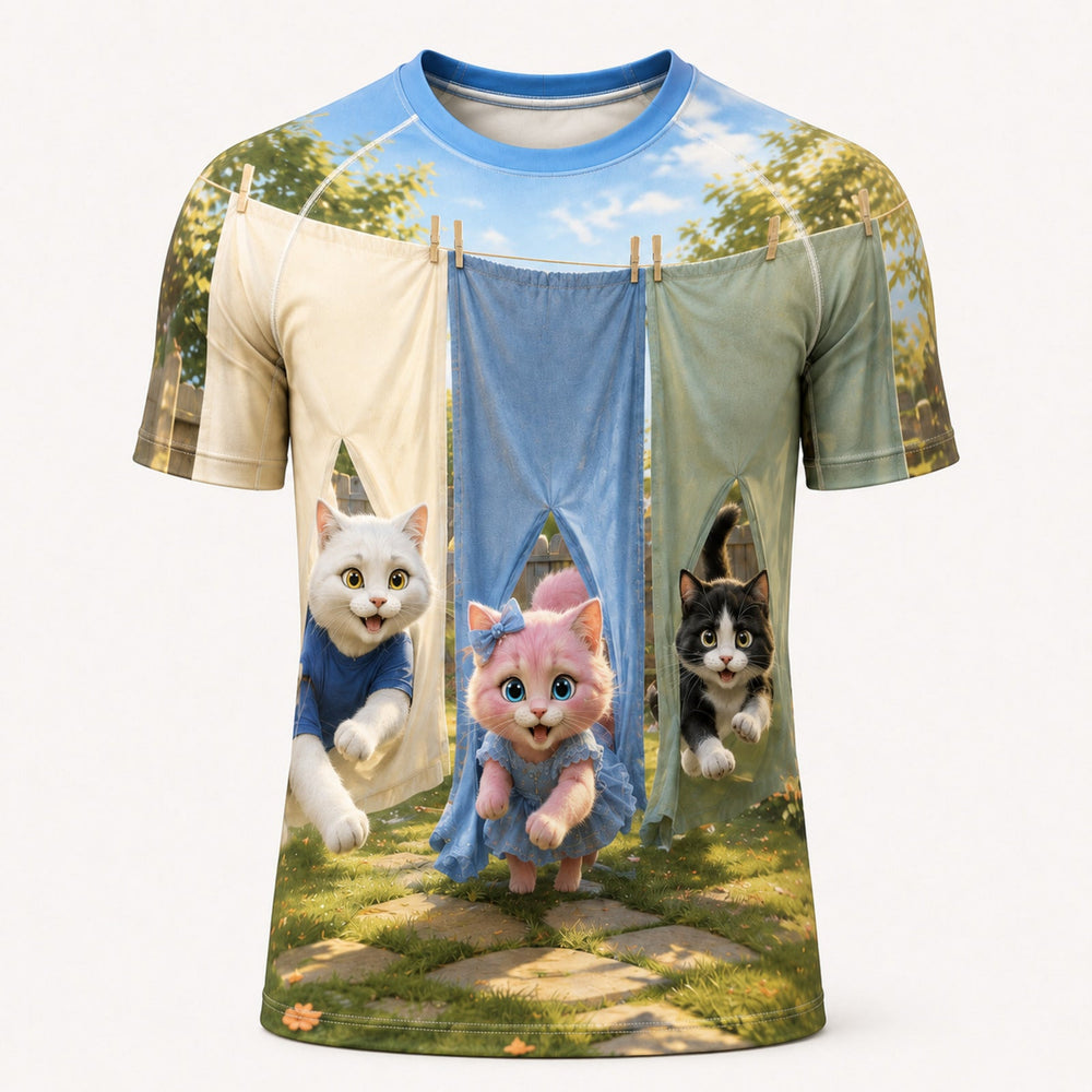 Laundry Line Slalom Short-Sleeve Compression Shirt single front view — The Fluffy Fam