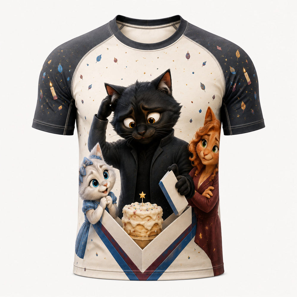 Birthday Plot Twist Short-Sleeve Compression Shirt single front view — The Fluffy Fam